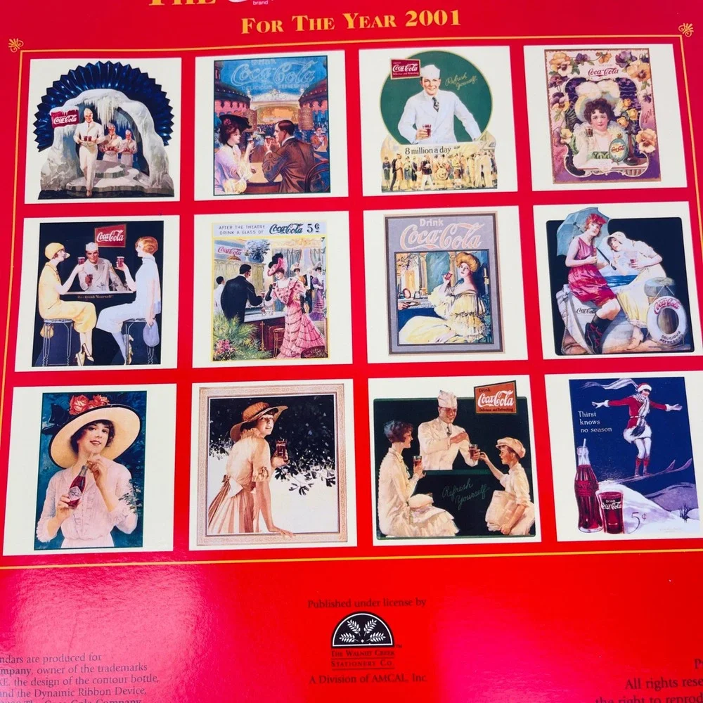 Coca-Cola Calendar 2001 Vintage Art Archives AMCAL Collectible Advertising Red